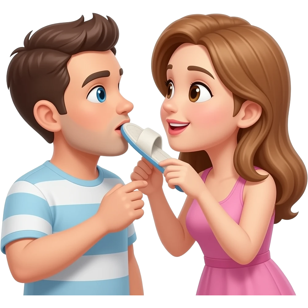 A woman biting her husband with a slipper emoji