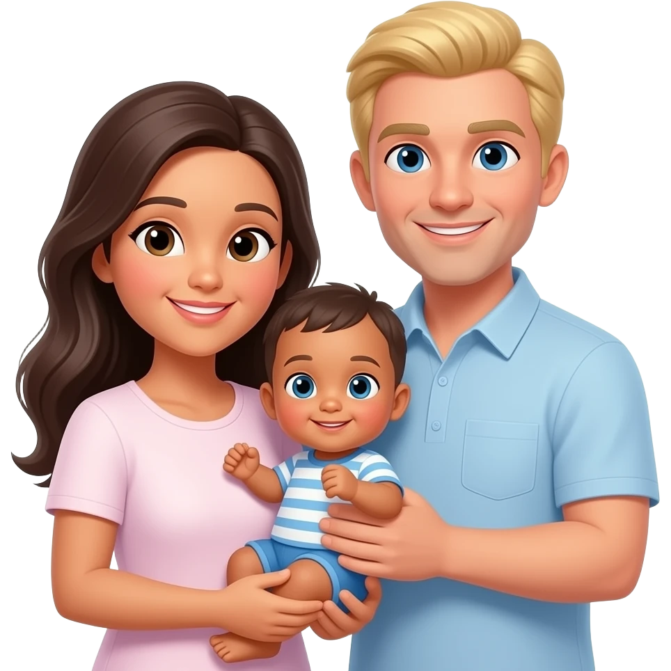 Filipina with white man  with blonde hair around mixed baby emoji