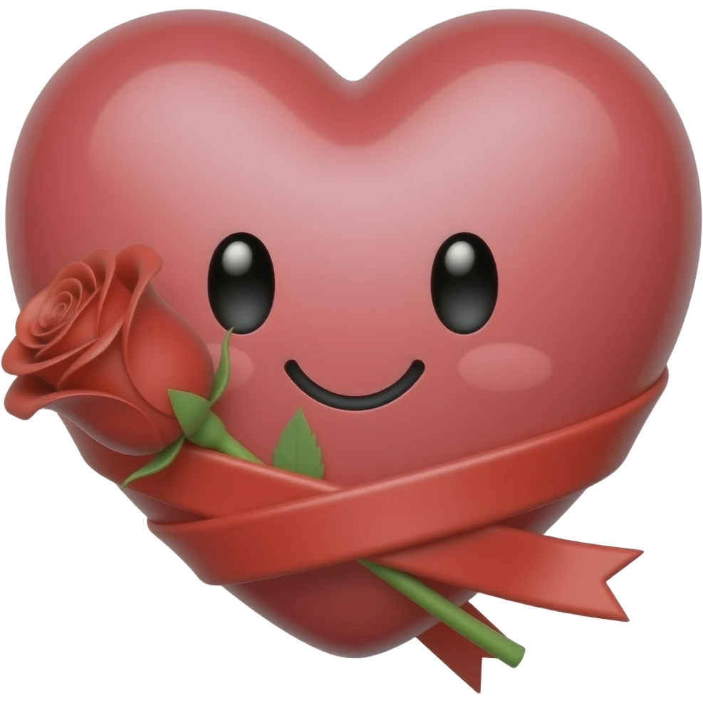 Cute emoji of a heart with a red rose wrapped around it. emoji