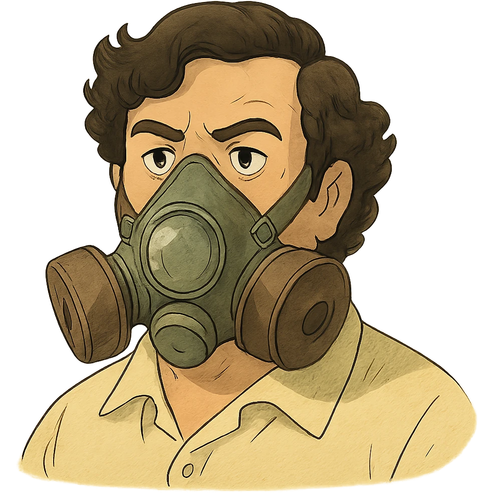 pablo escobar wearing a gas mask emoji