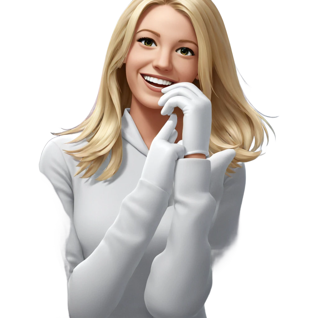 smiling girl in white gloves emoji