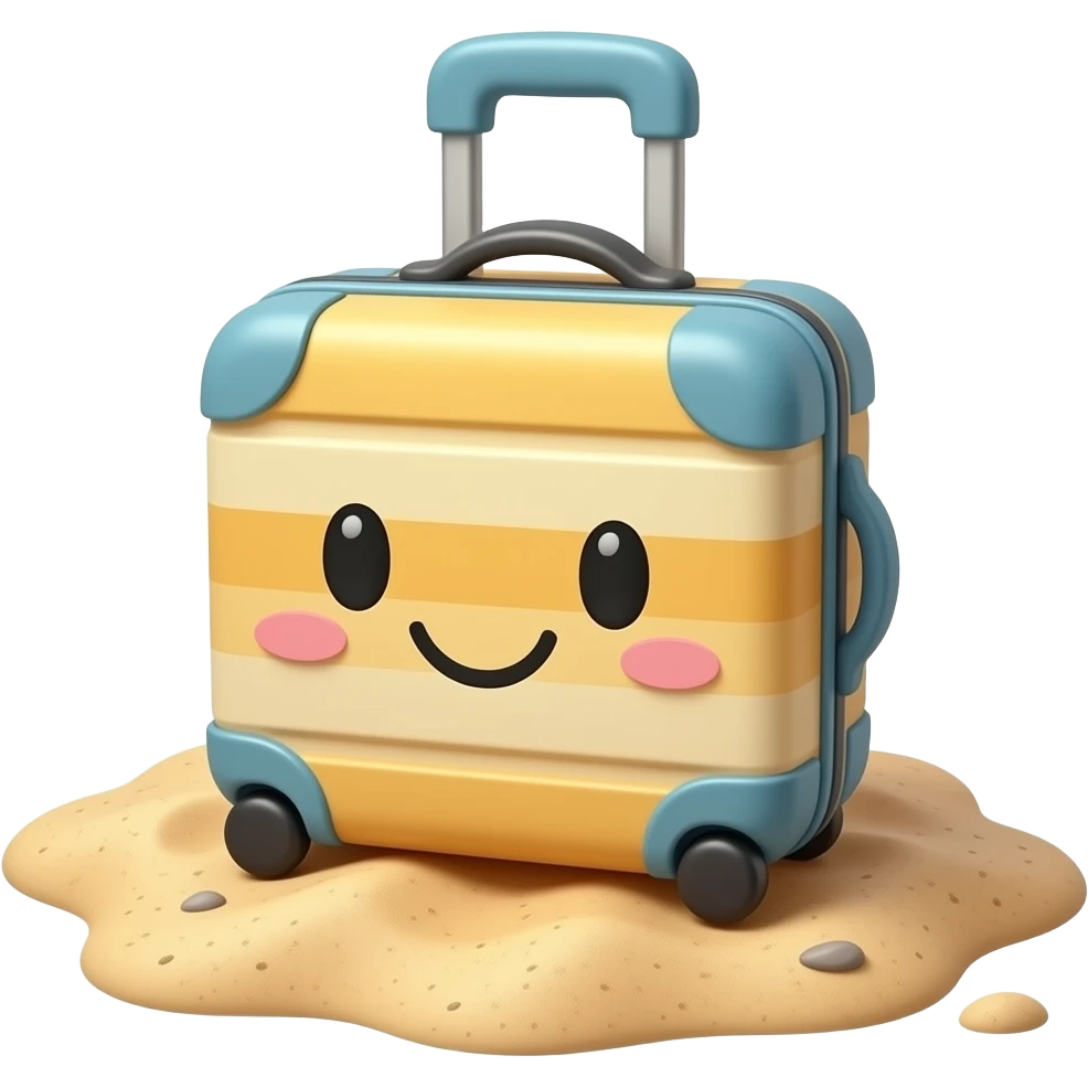 kawaii luggage happy sand beach cute smiley holiday emoji