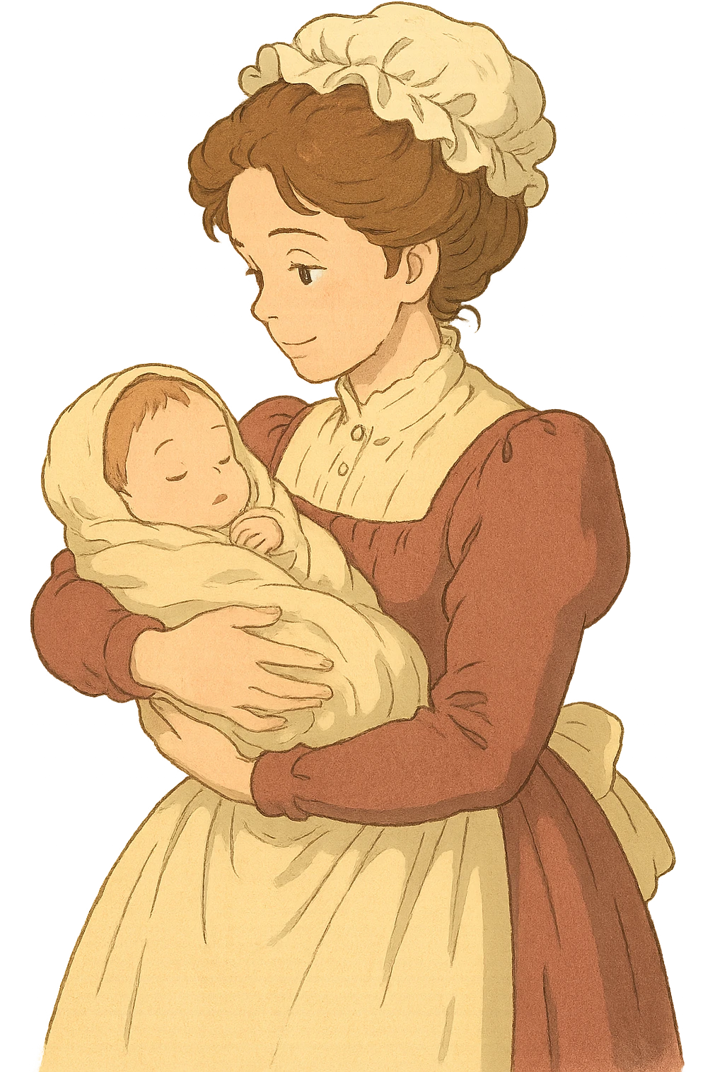victorian midwife with baby emoji