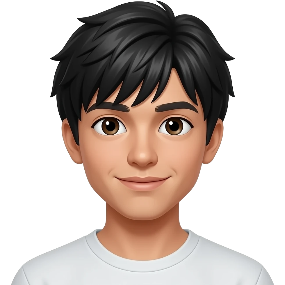 17-18 yaş buğday ten siyah kısa uzunlukta saçlı bir erkek oluştur emoji