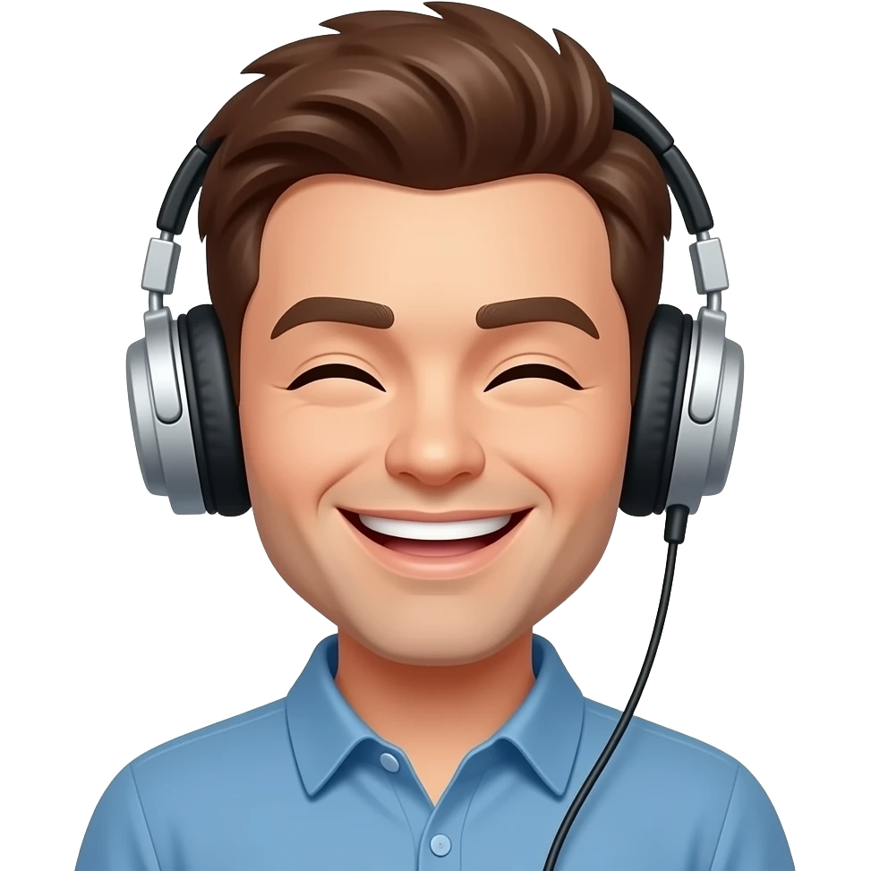 peacefully listening to music feeling powerful brown hair no teeth smile emoji