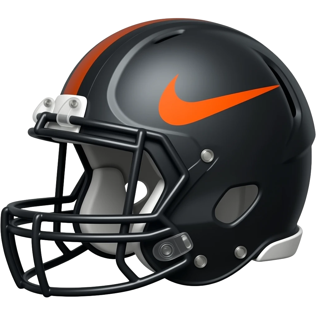 Nike football helmet black with dark orange logo facing the other side of helmet emoji