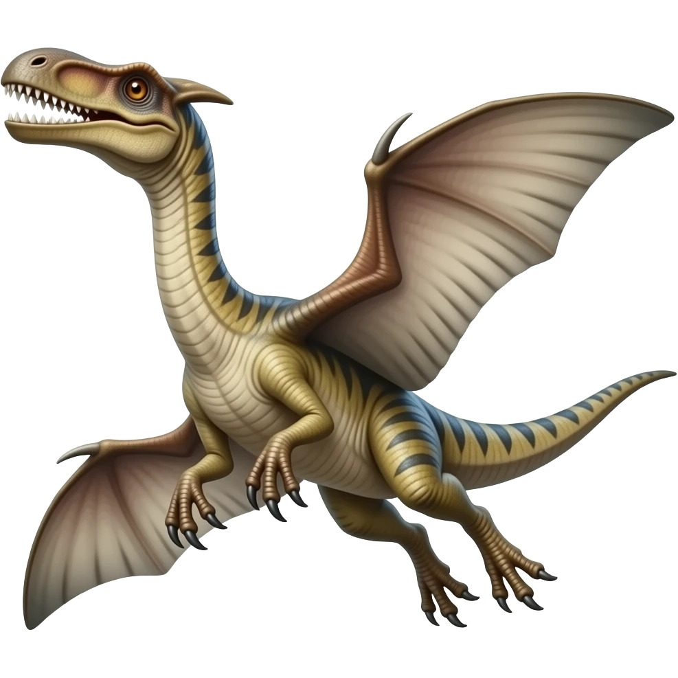 Flying dinosaur, claws attached to wings, hard long beak with no teeth emoji
