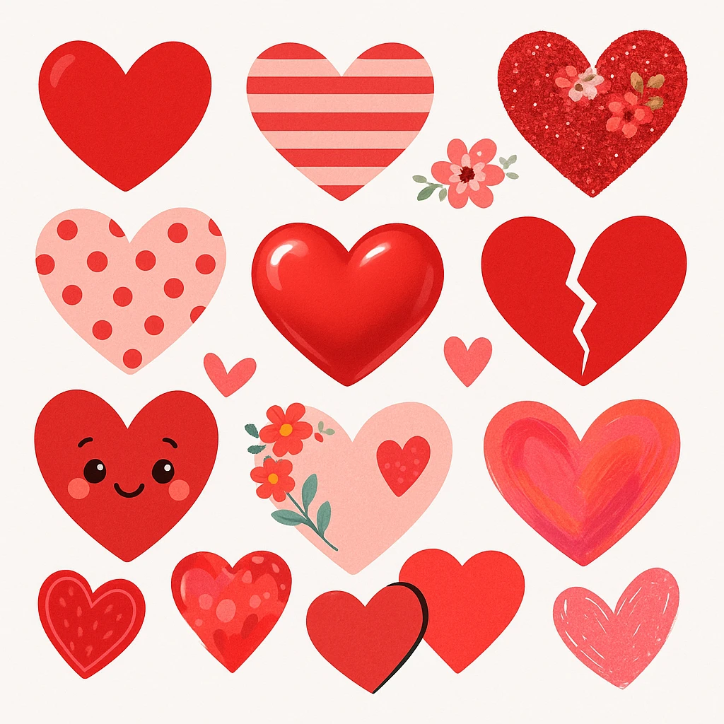 show more heart style emoji