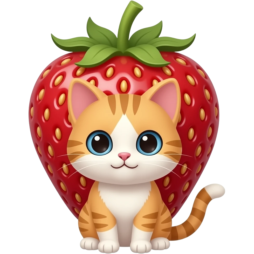 Fresa con gatito emoji