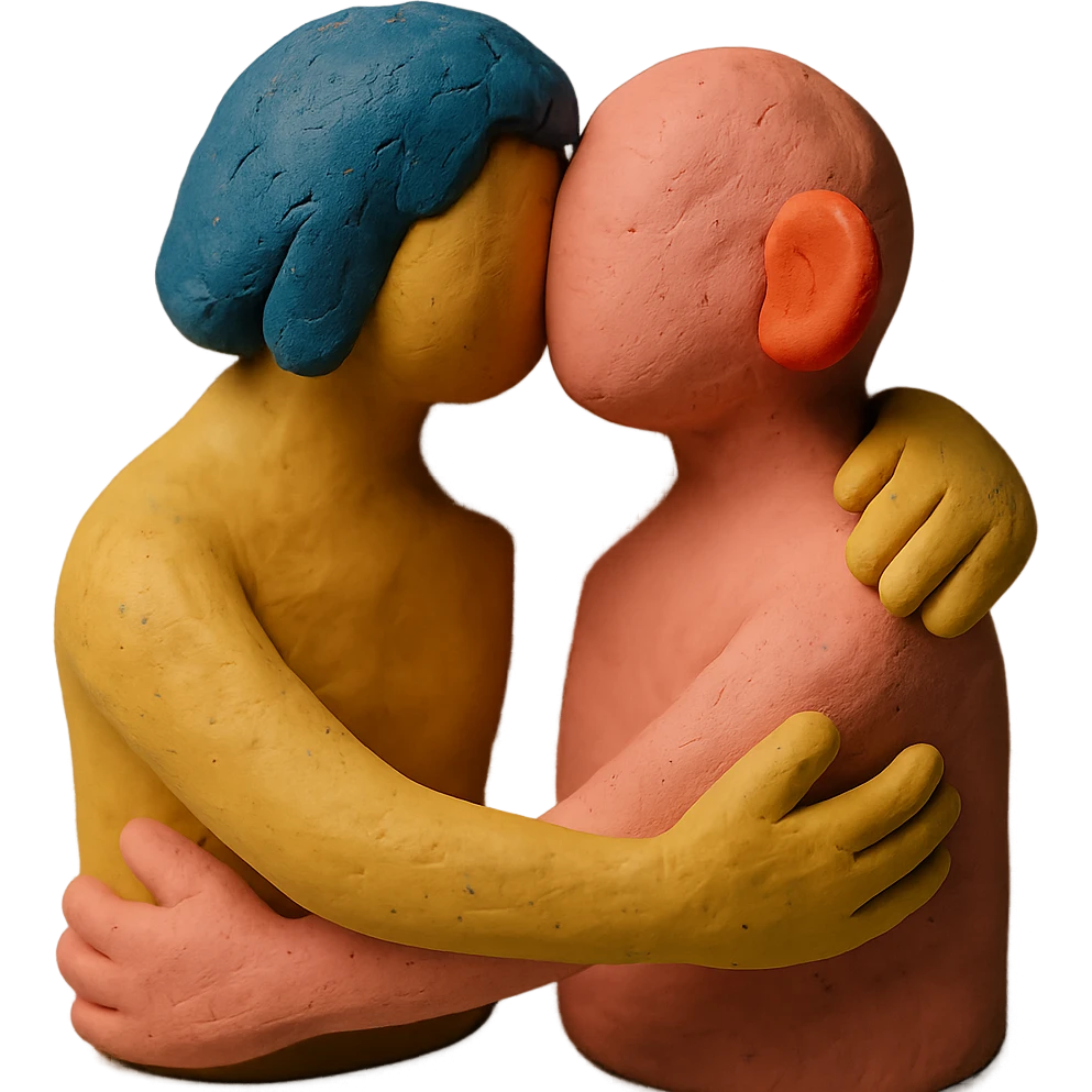 playful and abstract representation of intimacy in claymation style emoji
