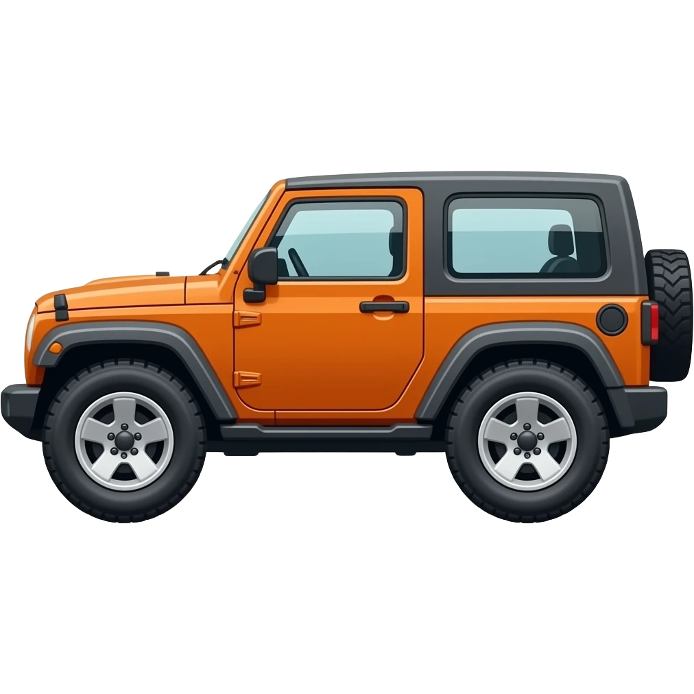 side view of an unlabeled orange off-roader, classic emoji style, left facing emoji