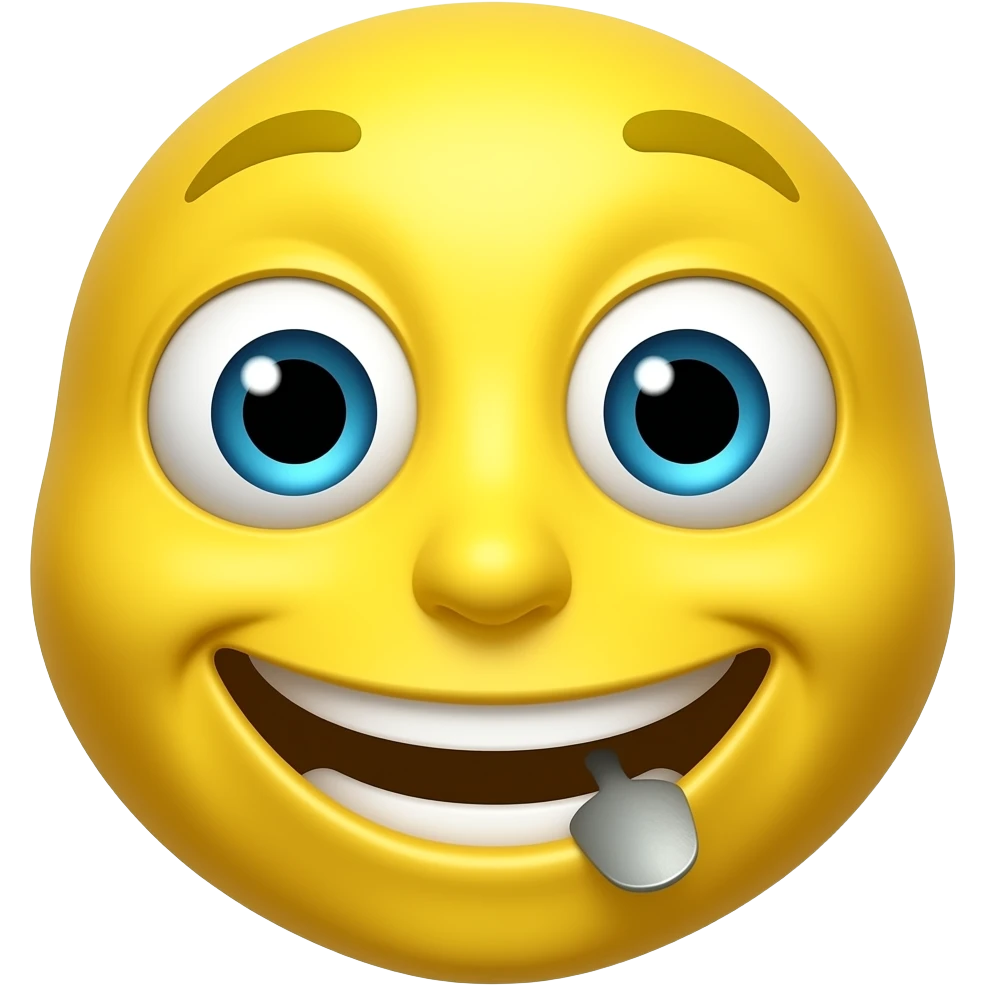 Yellow emoji face grinning with one nail in its mouths sassy emoji