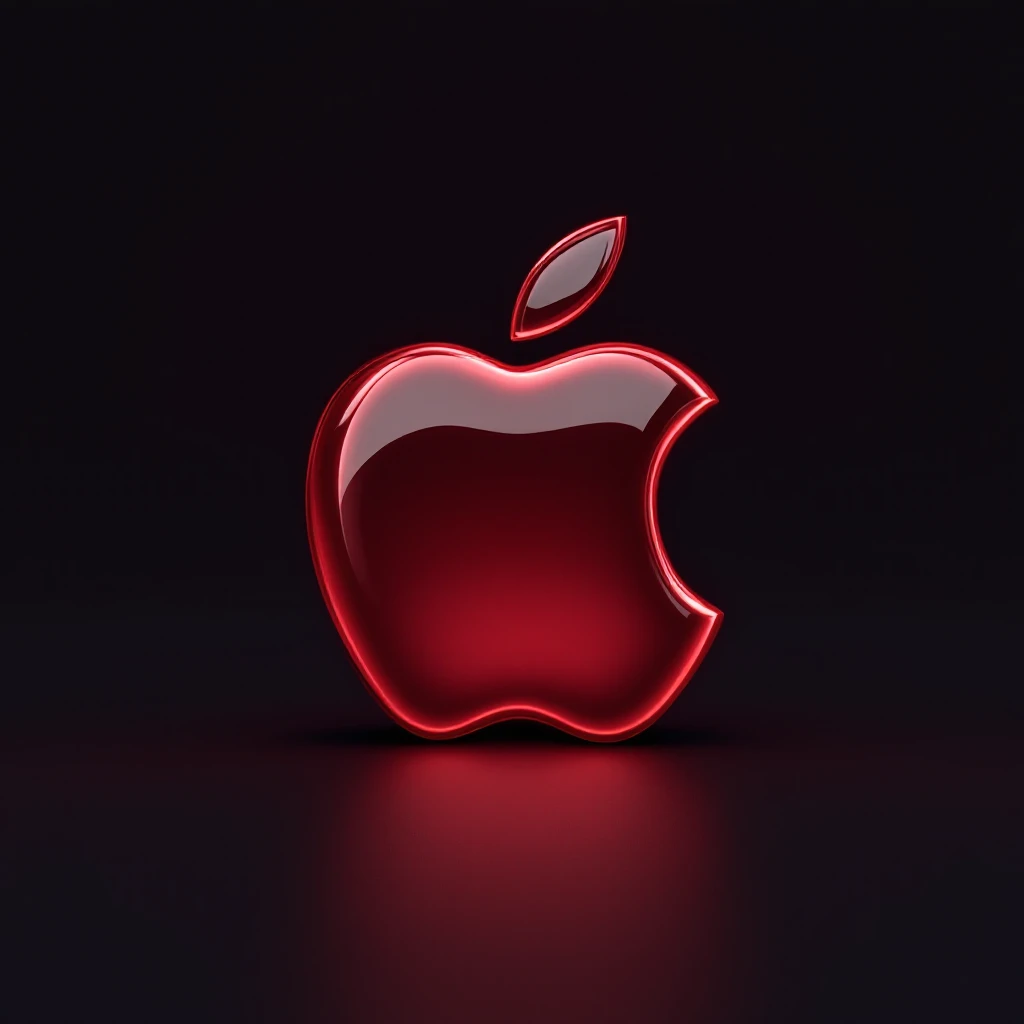 realistic shiny red apple icon in skeuomorphism style with subtle shadows and highlights emoji