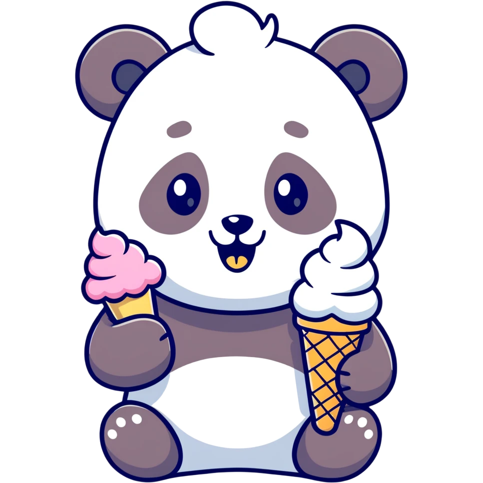 Panda eating ice cream emoji