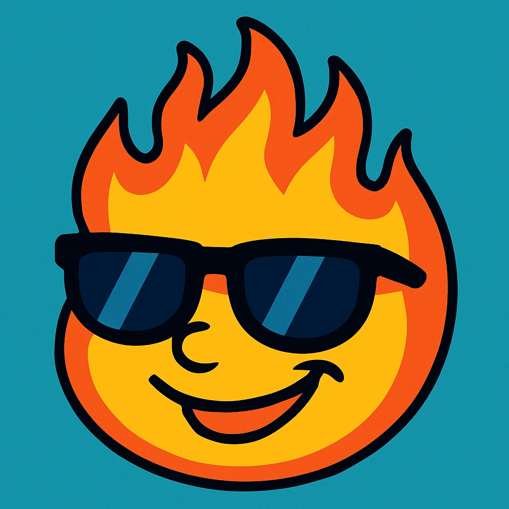 fire face wearing sunglasses with a smirk emoji