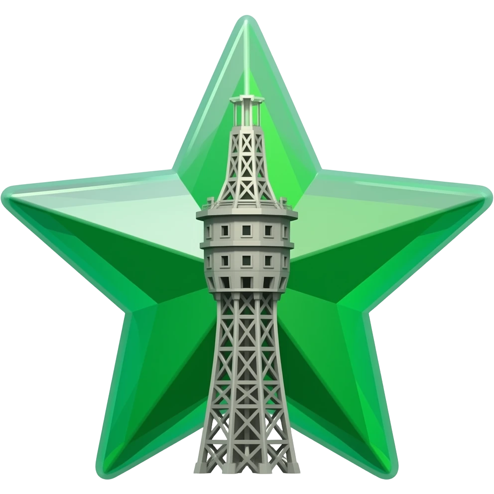 green emerald 3d star with atc tower emoji