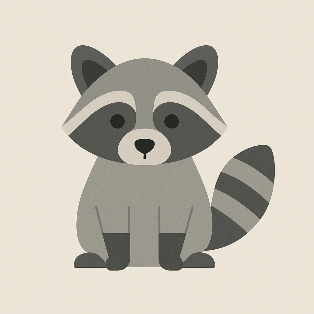 Flat design style raccoon emoji