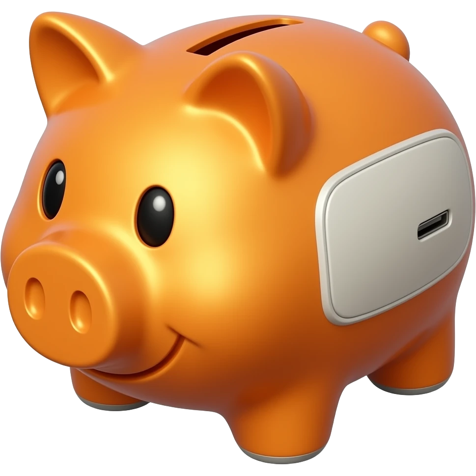 orange piggy bank looking like a lacie hard drive emoji