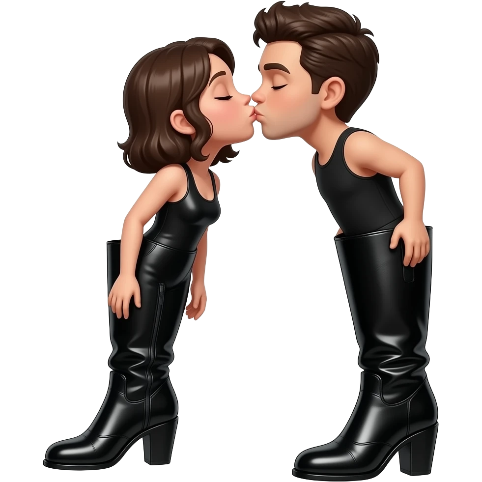 Kiss black shiny boots emoji