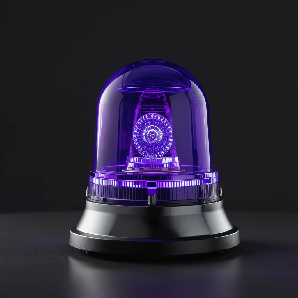 a highly realistic all-round police-style beacon, rotating, in violet blue, with glass reflections and metallic base emoji