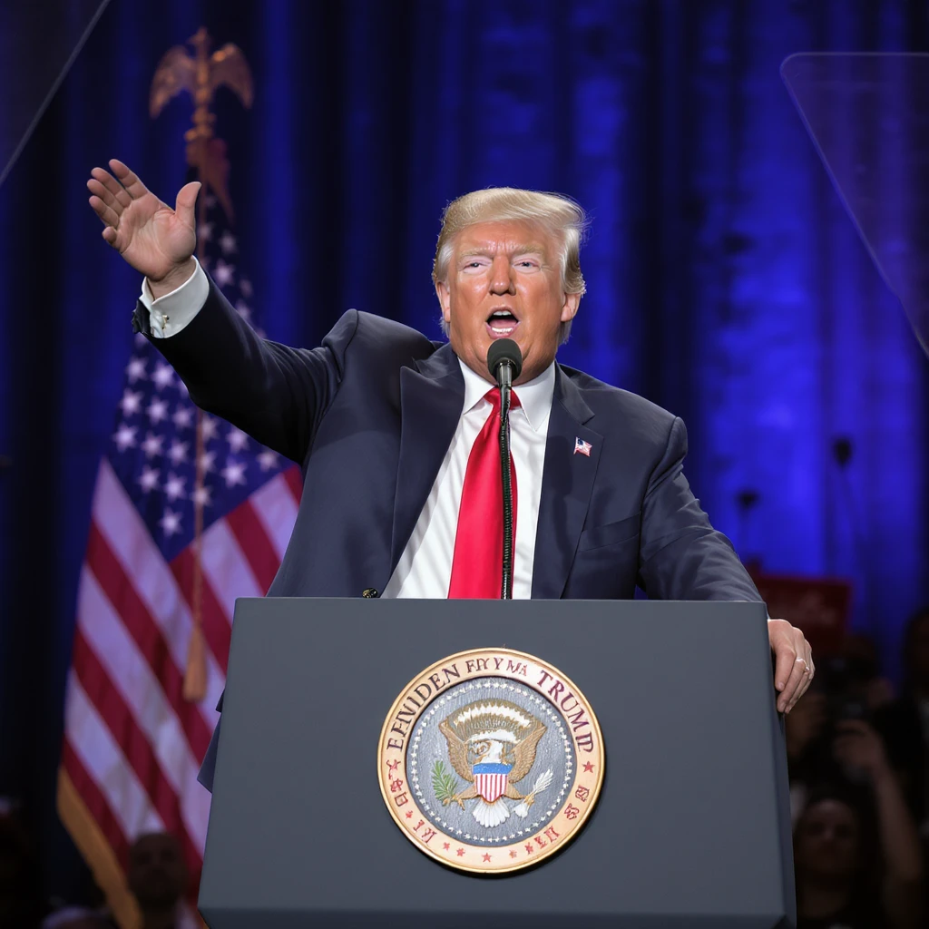 Donald Trump speaking at a rally emoji