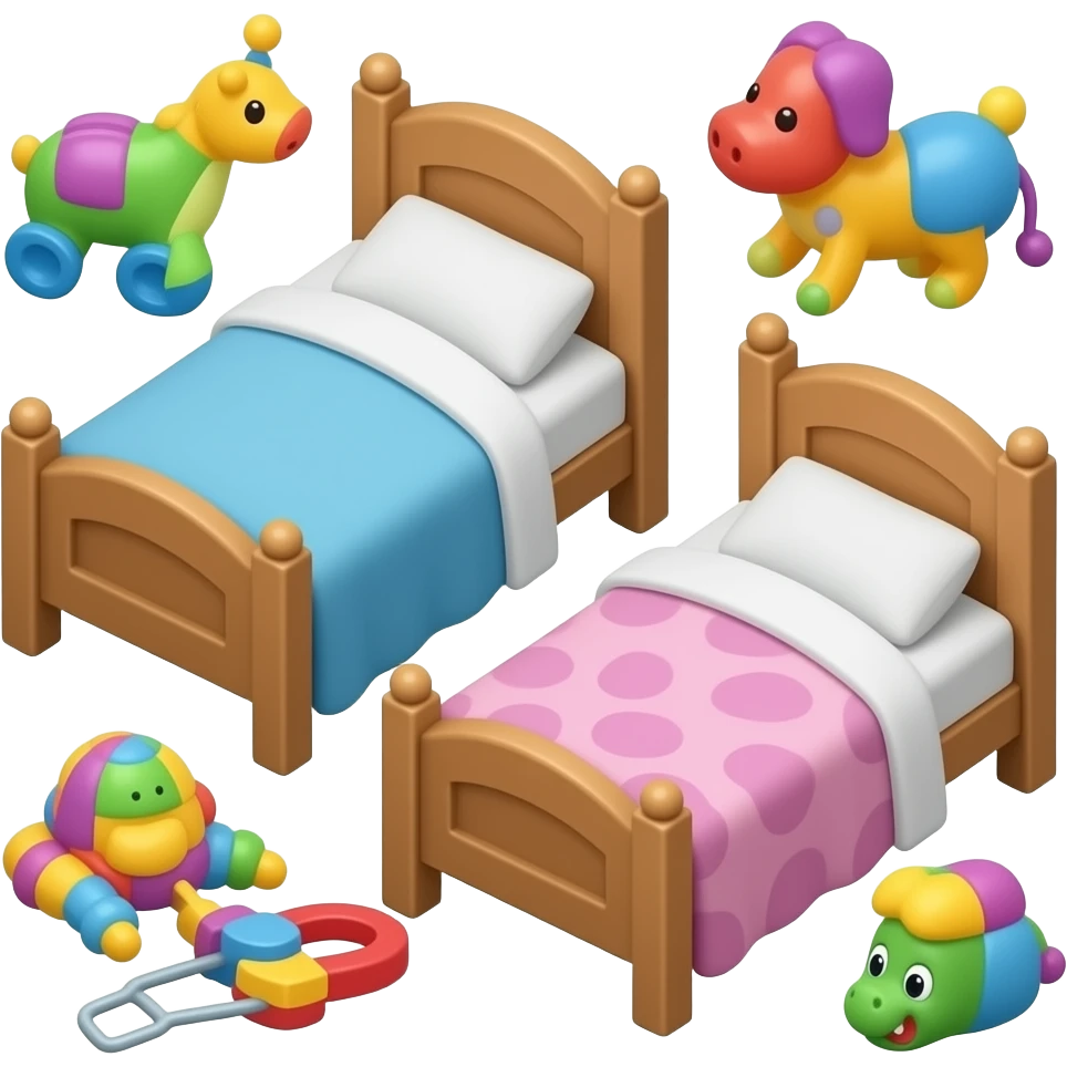 2 bed and toys white background emoji