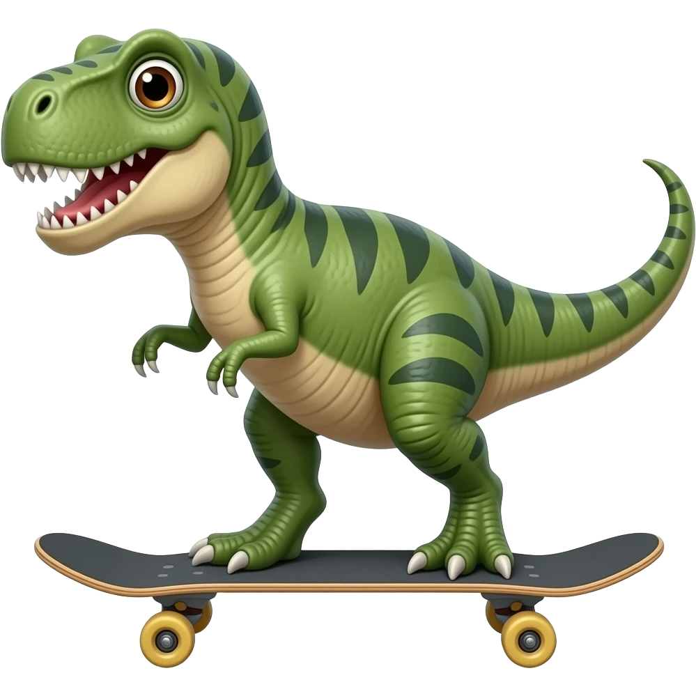 Dinosaur on a skateboard emoji