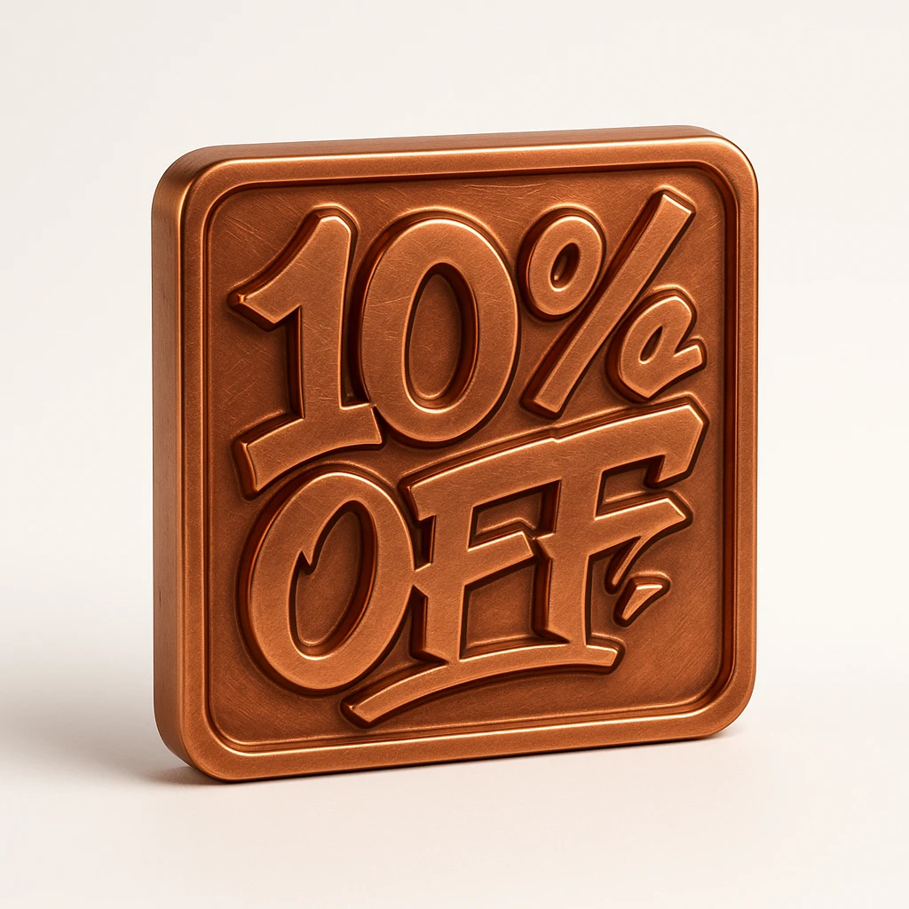 Square label with lettering 10% off with graffiti style  emoji