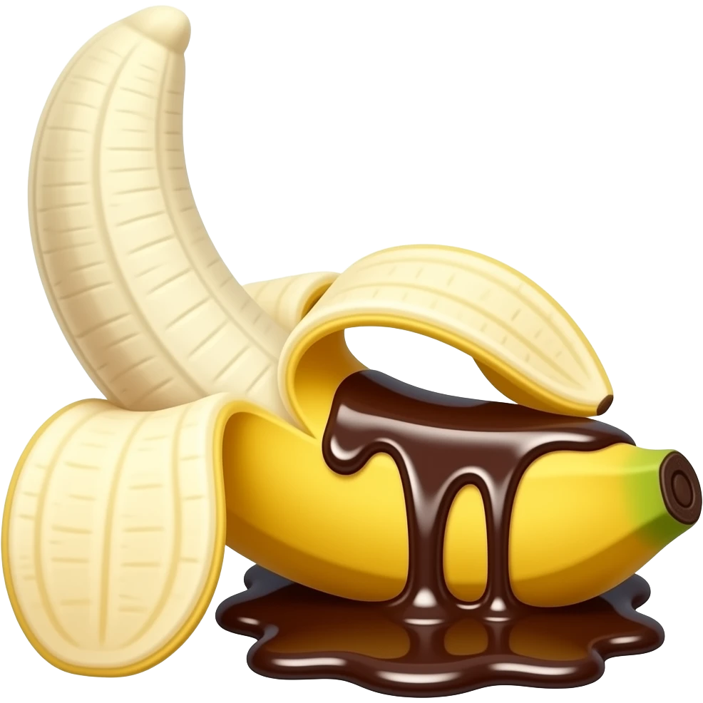 chocolate dripping onto peeled banana emoji