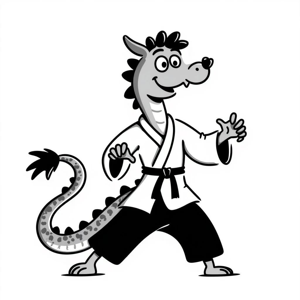 a dragon karate master, hand drawn doodle style emoji