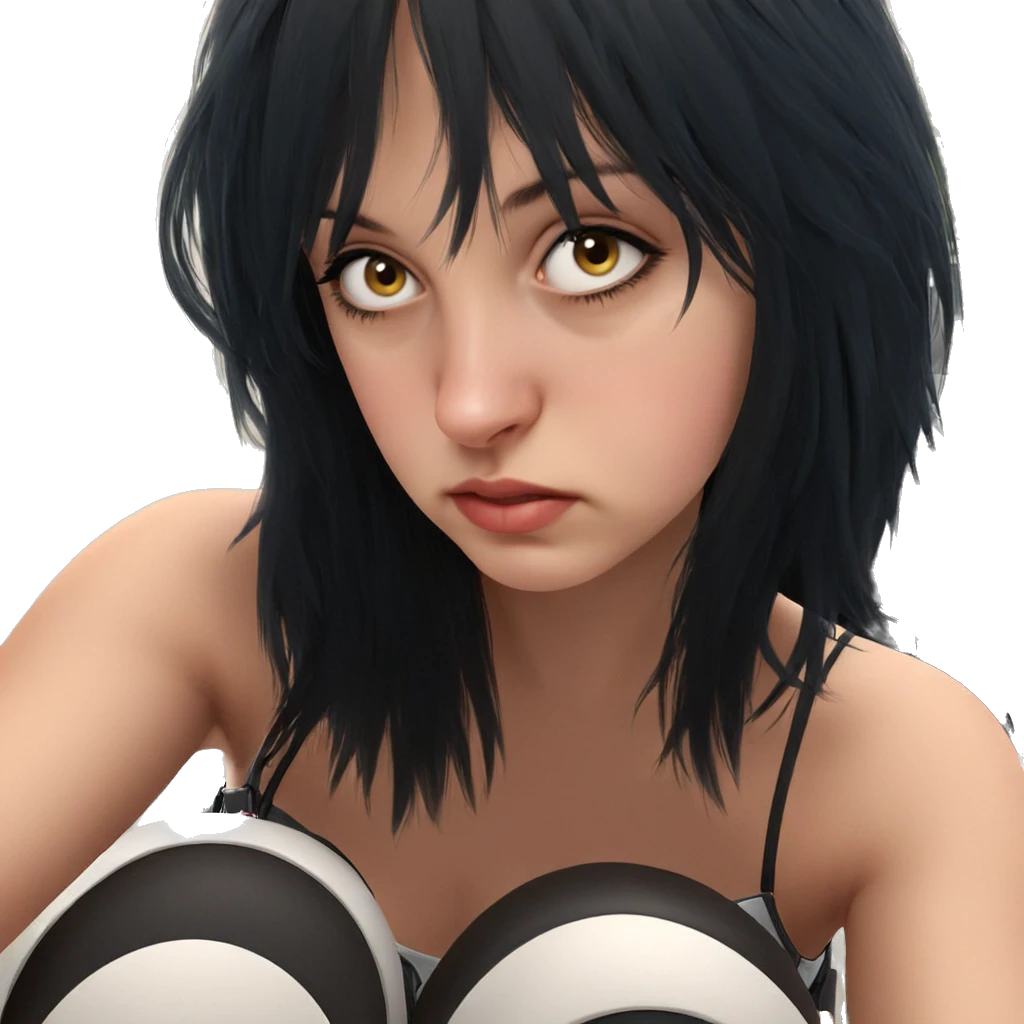 girl with black hair and vehicle emoji