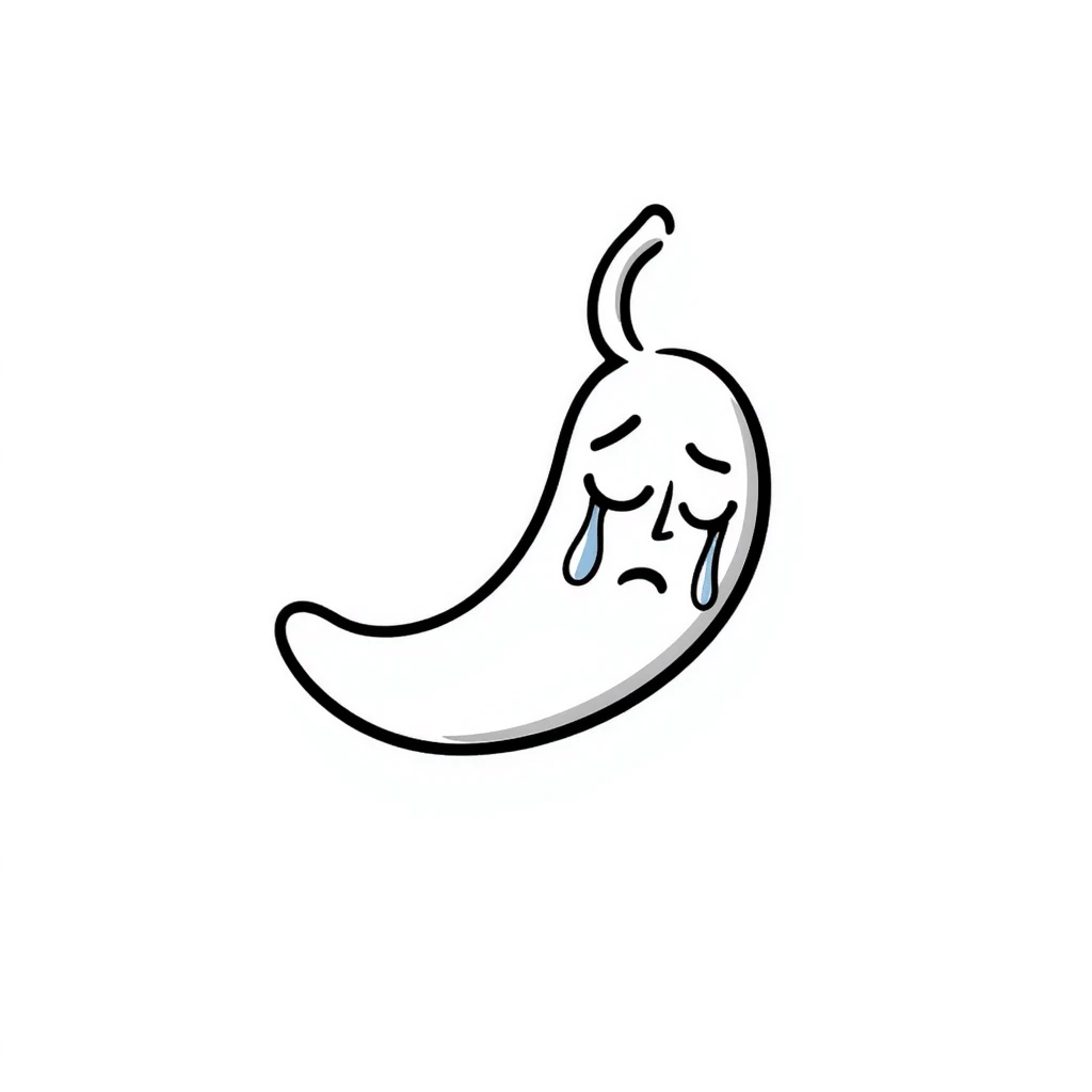a stomach with a sad crying face, hand drawn doodle style emoji