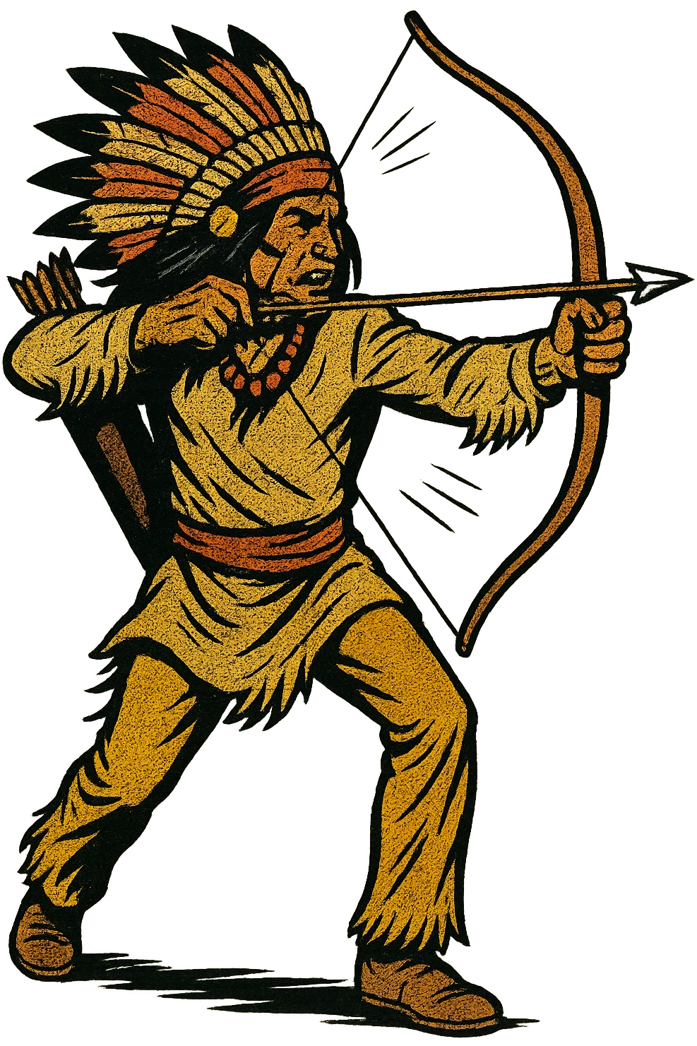 The full body of A native American chief with bow and arrow in the 1870s in the American West emoji