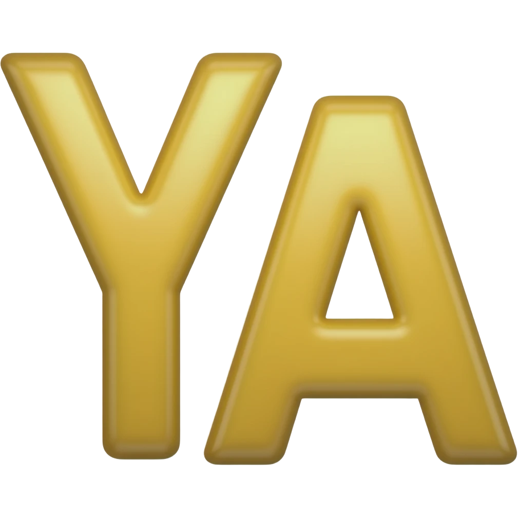 bright single color, smooth refined edges, subtle rounding, clean design, not rough or heavy "YA" letters, emoji