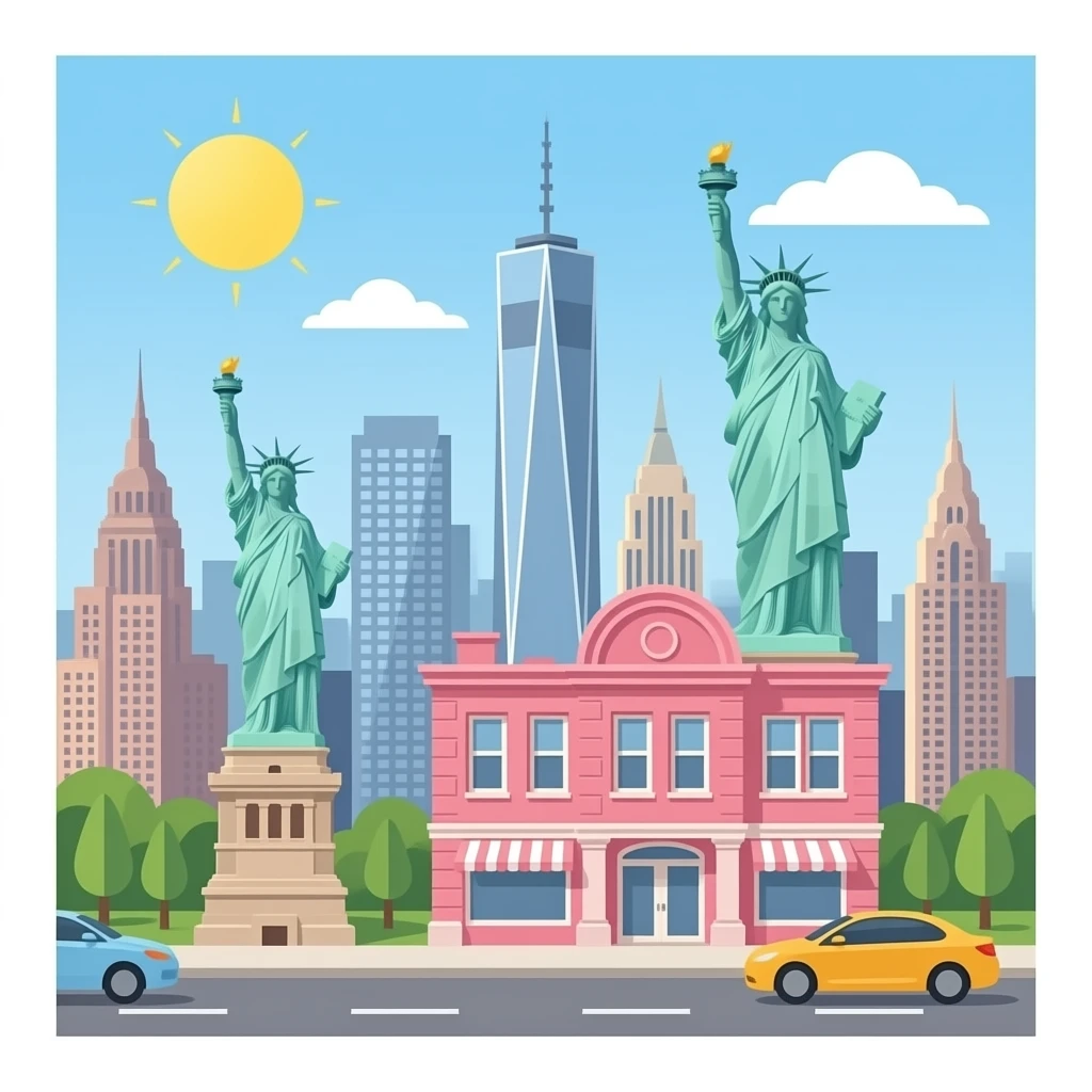 Aman New York Building Color Pink in New York  Statue of Liberty emoji