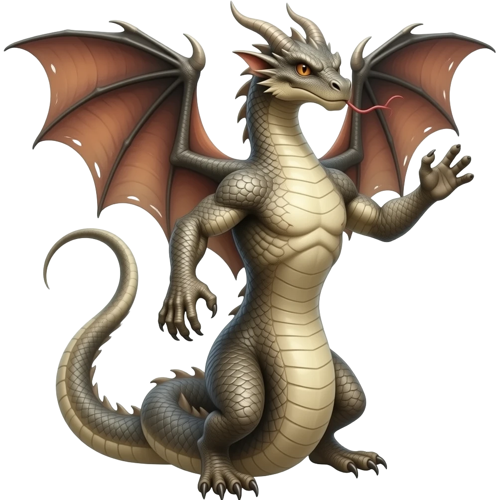 serpent with a head, dragon wings and arms and another head in the tail emoji