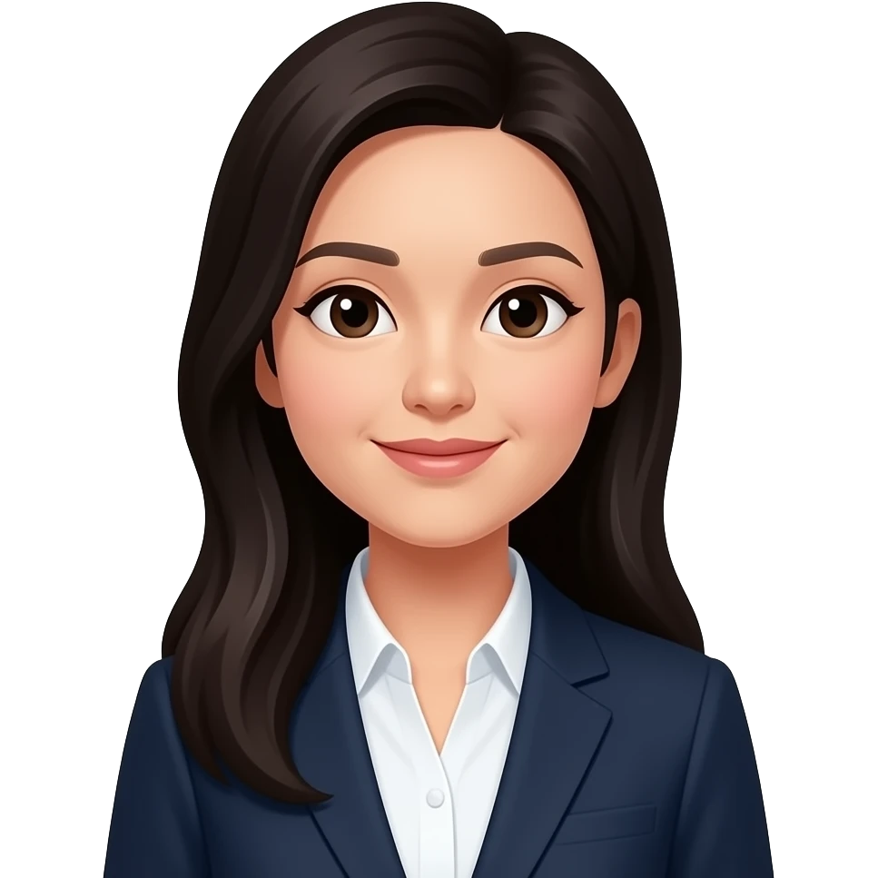 Asian woman with long hair in a interviewee emoji