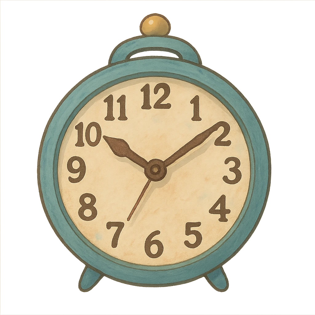 ghibli style icon of a clock, soft colors, whimsical emoji