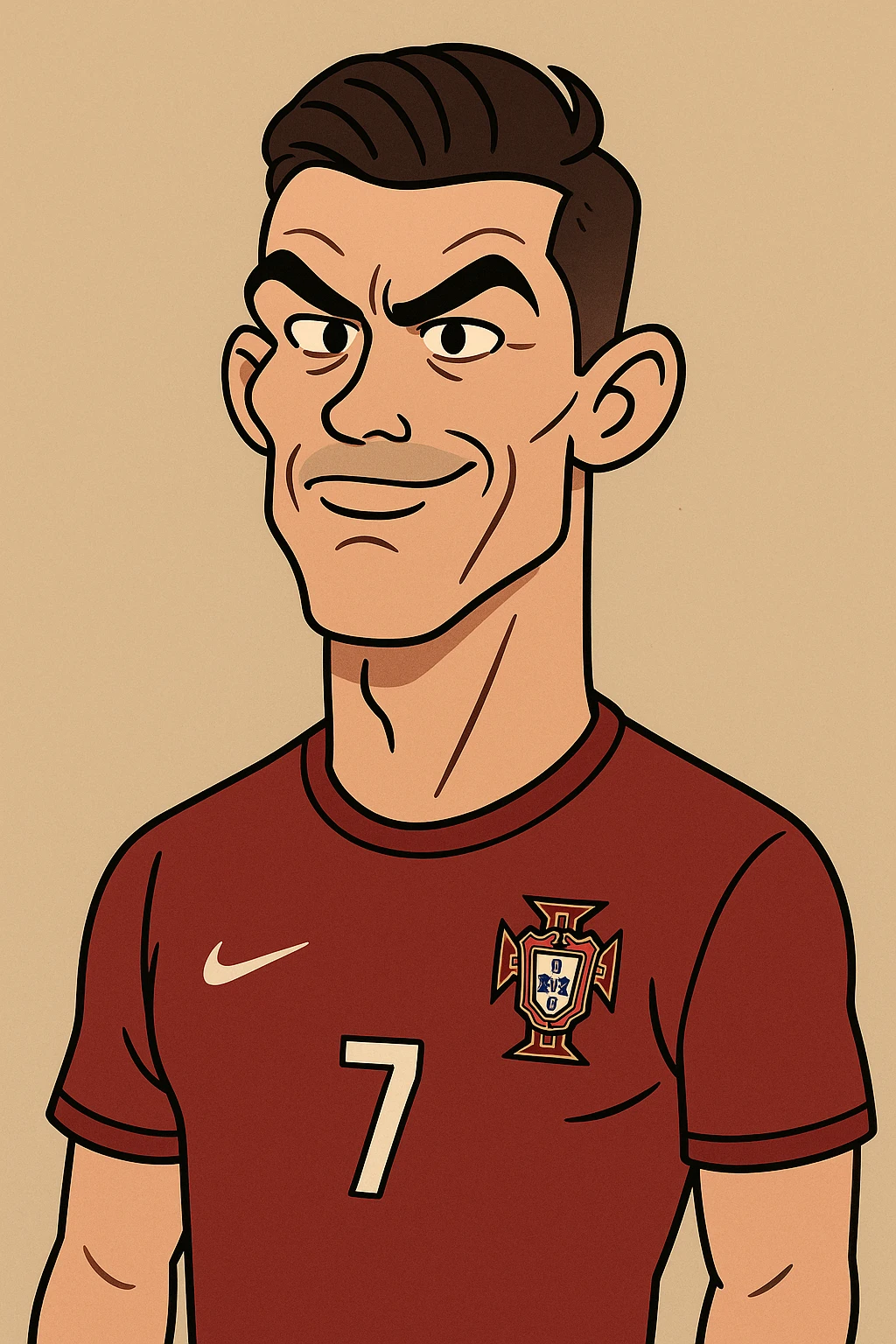 Cristiano Ronaldo caricature, flat toon style emoji