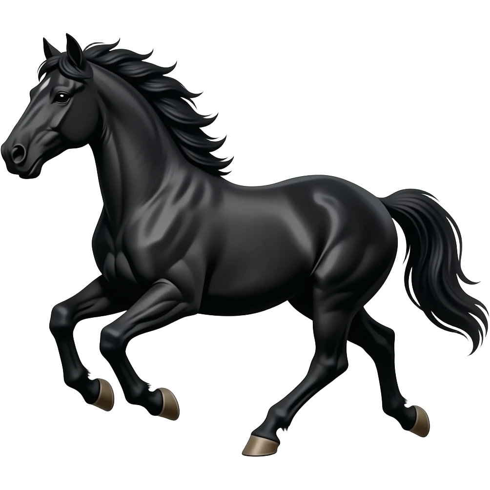 Real black horse and dangerous  run emoji