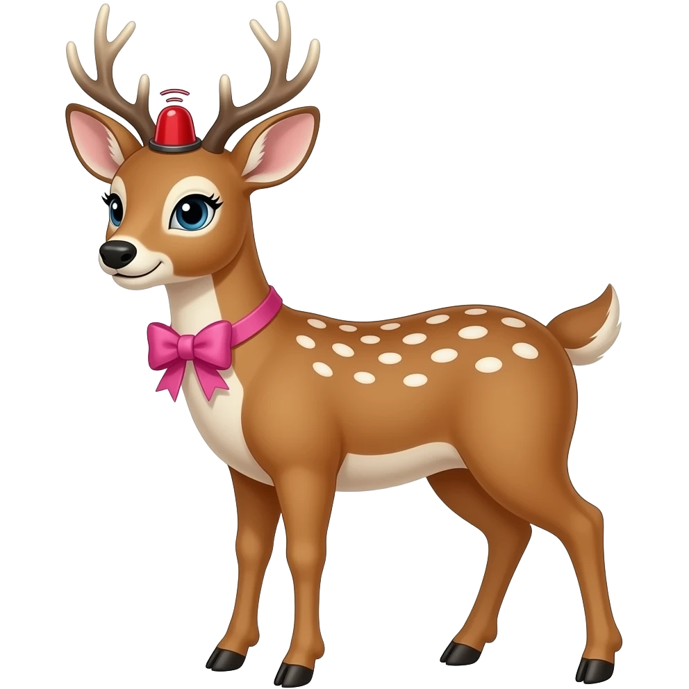 female deer with a pink bow and a red emergency siren emoji