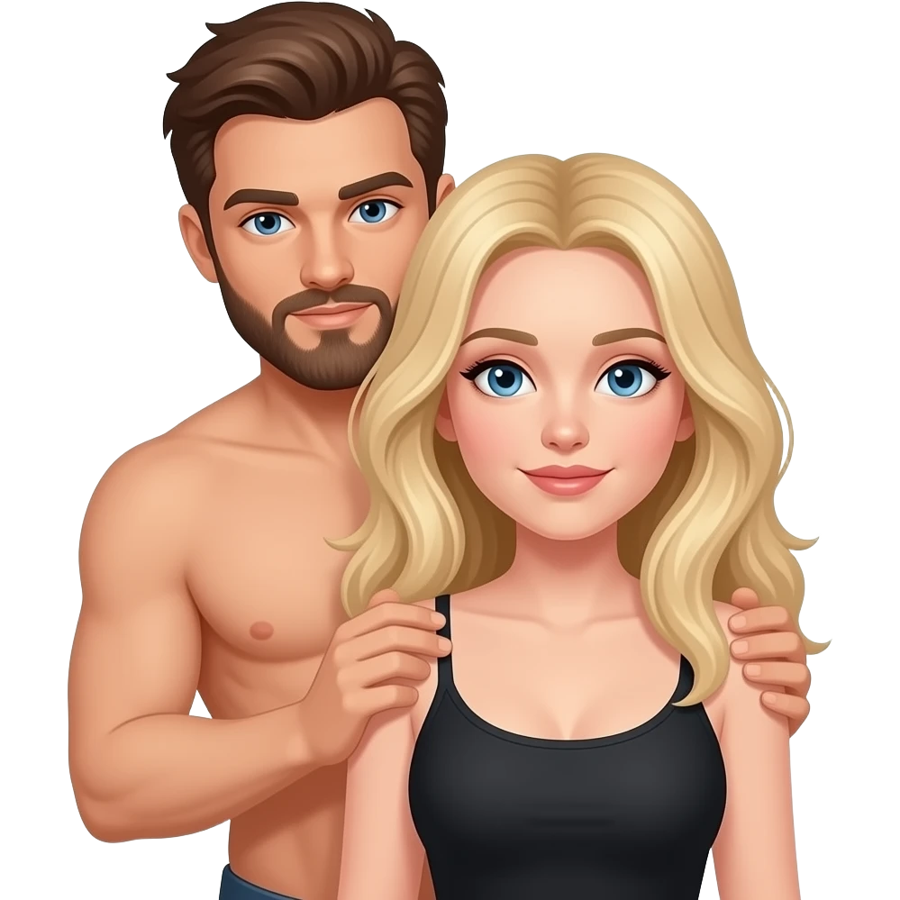 Naked man with brown hair and beard fucks The naked dirty blonde haired woman emoji