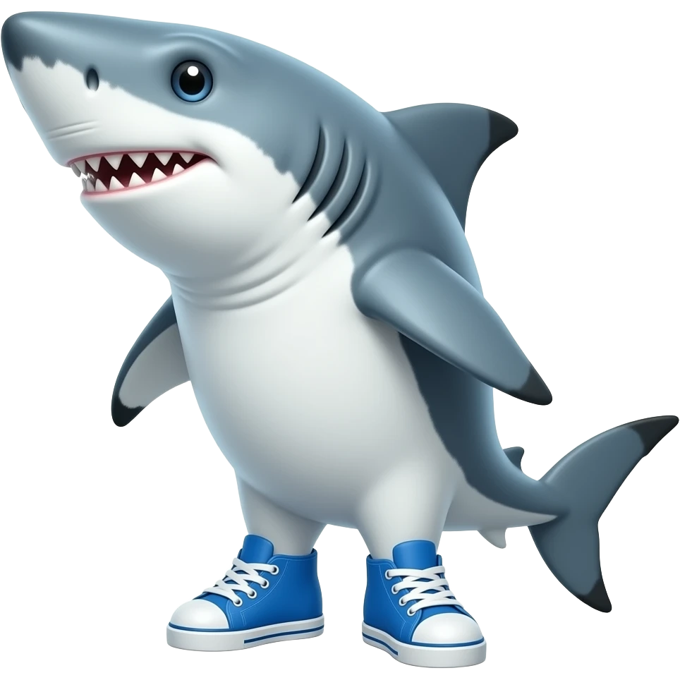 Un tiburón con tenis azules emoji