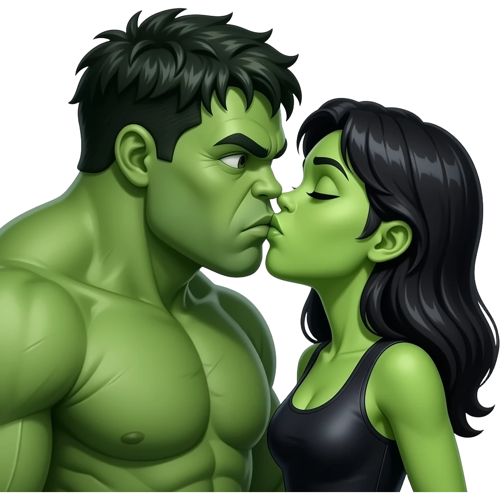 hulk  and hulk woman yong    kiss kiss creepy emoji