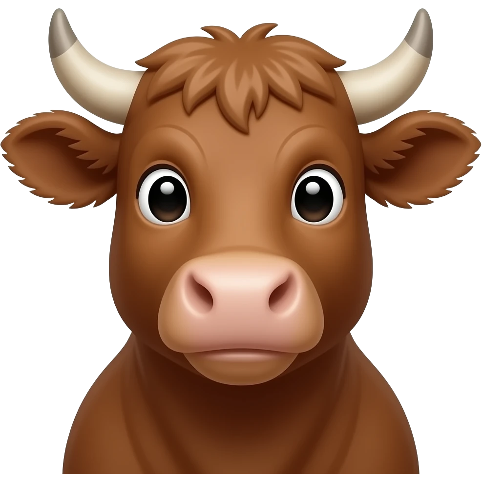 a brown wagyu cow look at camera with a little smile but look cool and nerd emoji