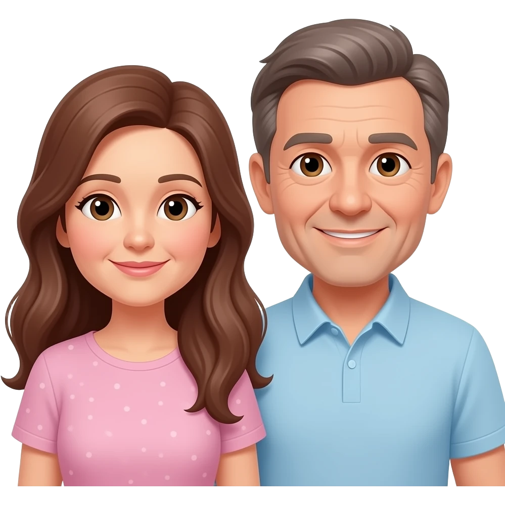 can you make a couple in their 60s, woman has long brown hair and man has brown hair on sides emoji