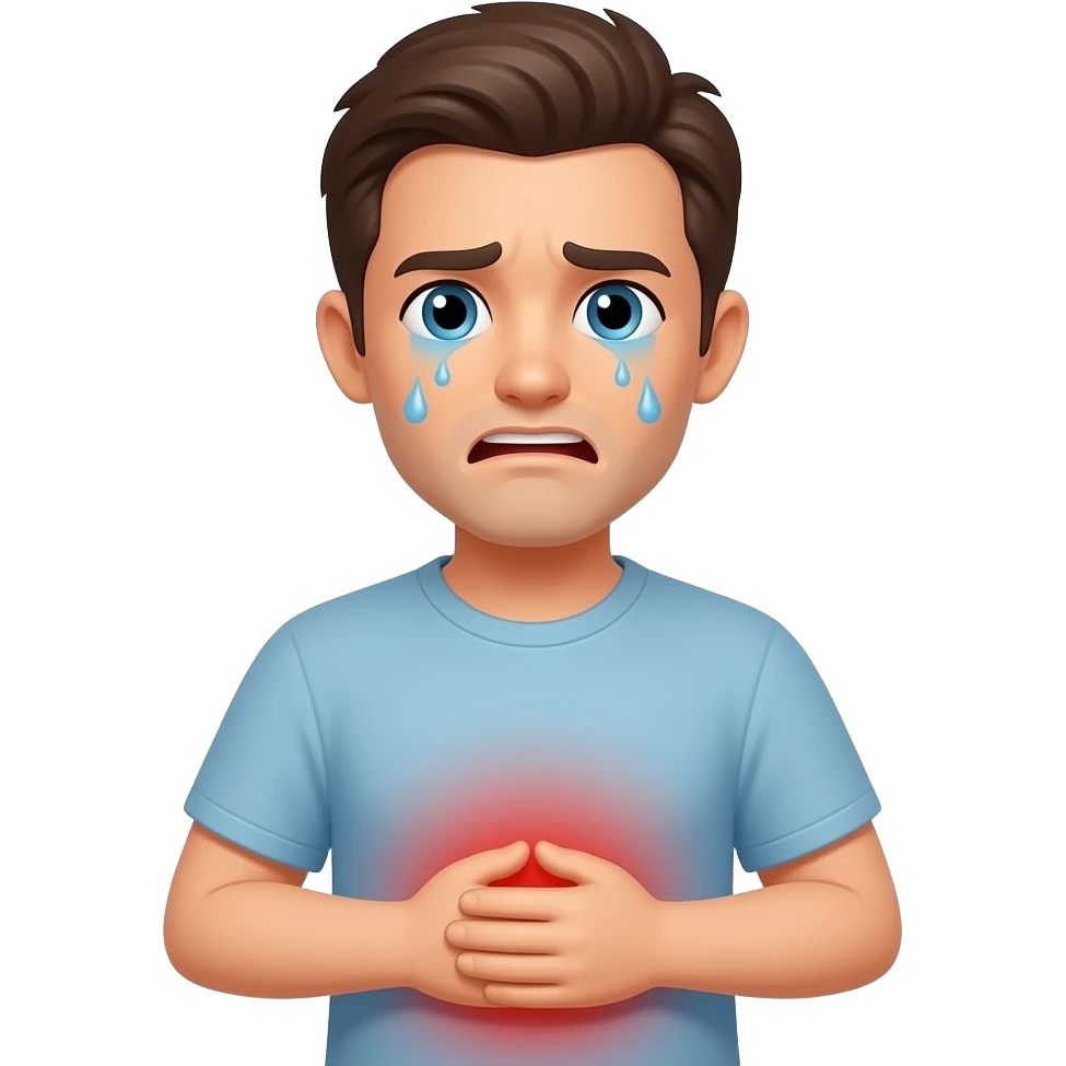pessoa com dor na barriga estilo apple emoji