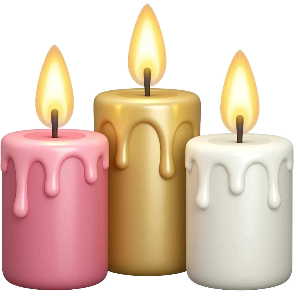 Pastel Reddish-pinkish and gold and white vintage candles emoji