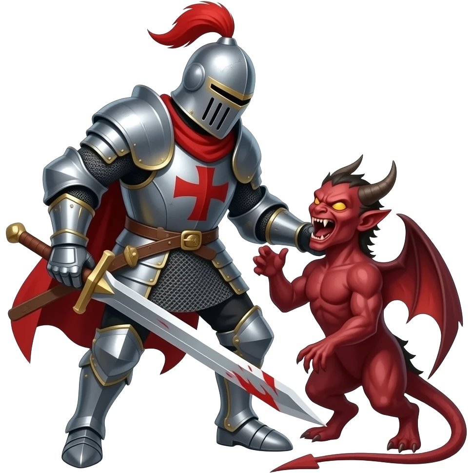 Knight slays demon emoji