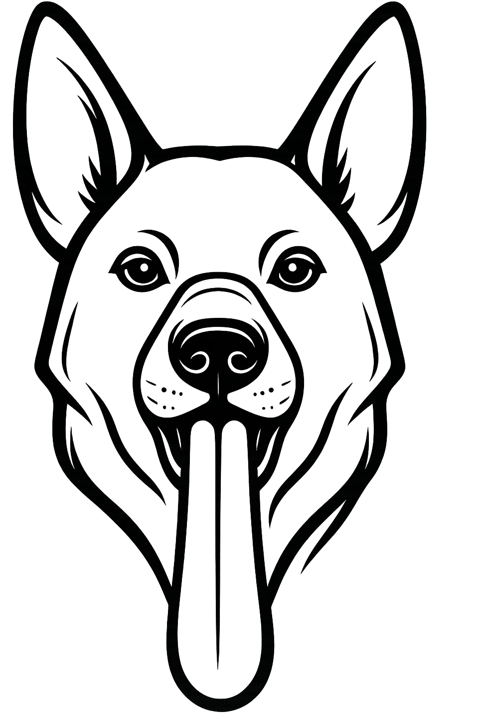 Make the dog's tongue much longer, keep the dog detailed vector style, transparent background. emoji